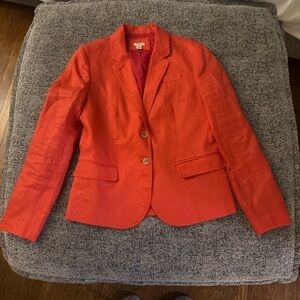 J.Crew Linen Schoolboy Blazer Coral Tailored Summer Jacket Womens 8